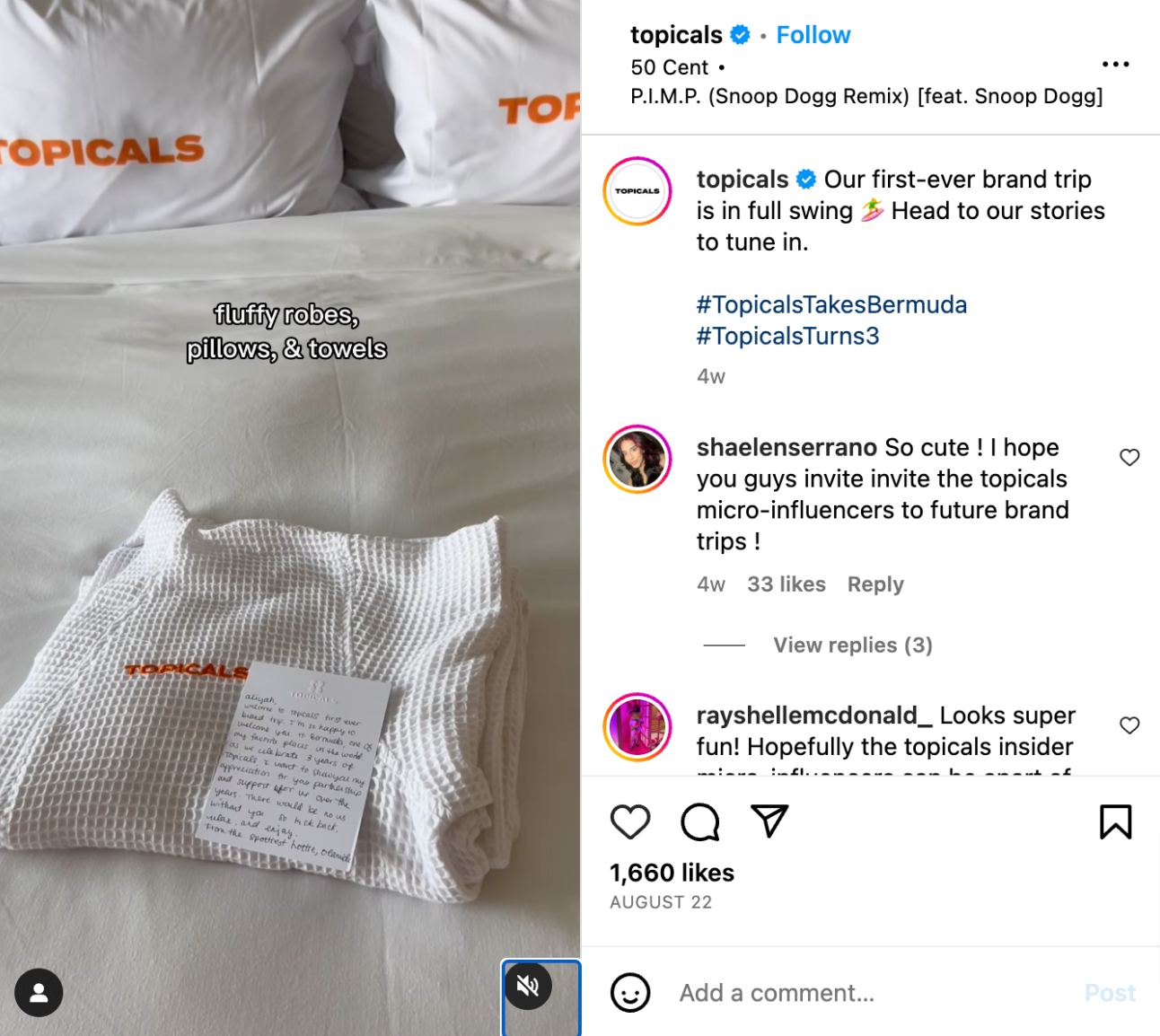 Topicals: Partnered with 18 influencers